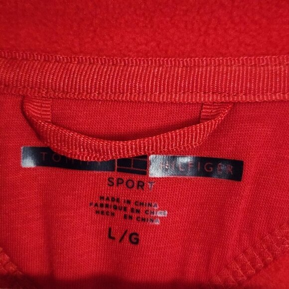 Tommy Hilfiger Red Subtle Spell Out Fleece Full Zip Top Size L - Picture 7 of 8